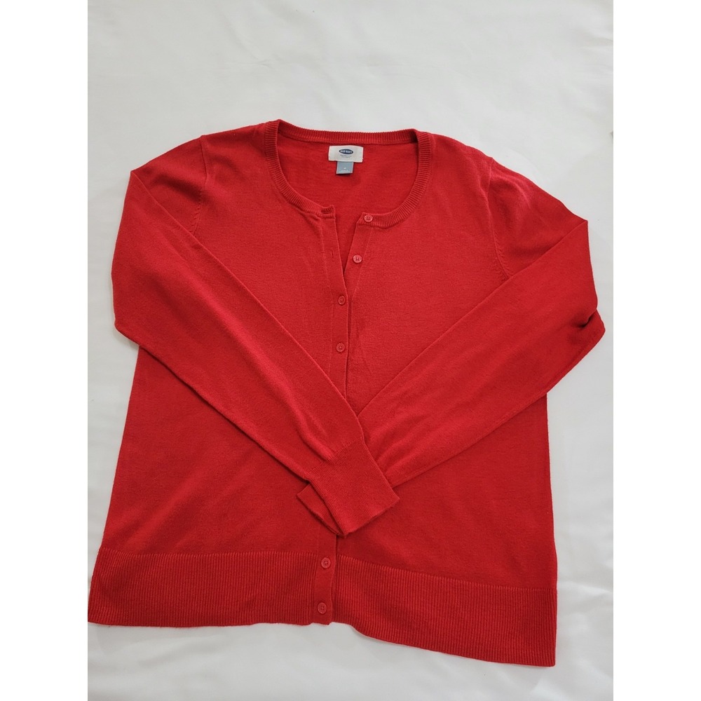 Old Navy Womens Sz M Sweater Cardigan Burgandy Button Up Round Neck Long Sleeve - Picture 5 of 11